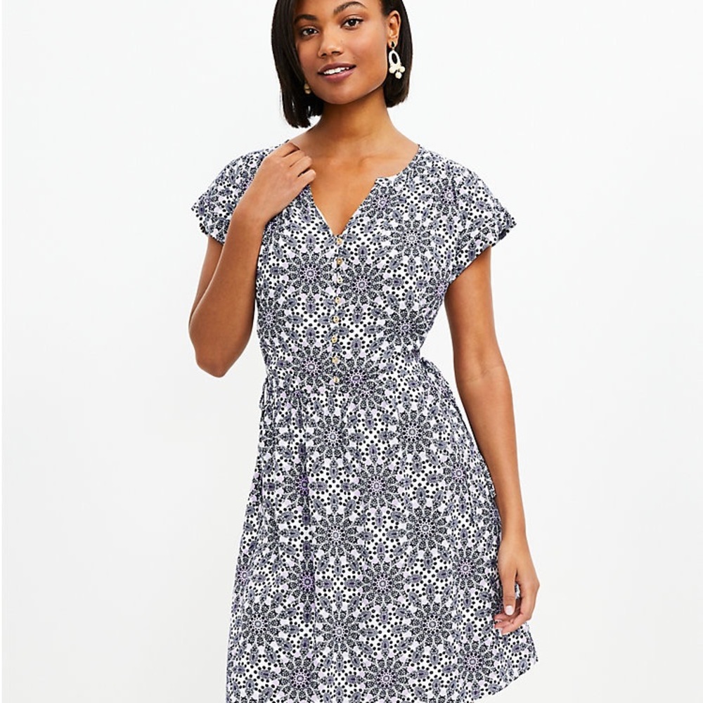 LOFT Geo Side Tie Dolman Dress - Size Small
